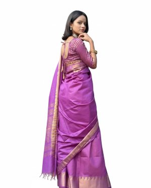 Royal Orchid Purple Golden Zari Silk Saree